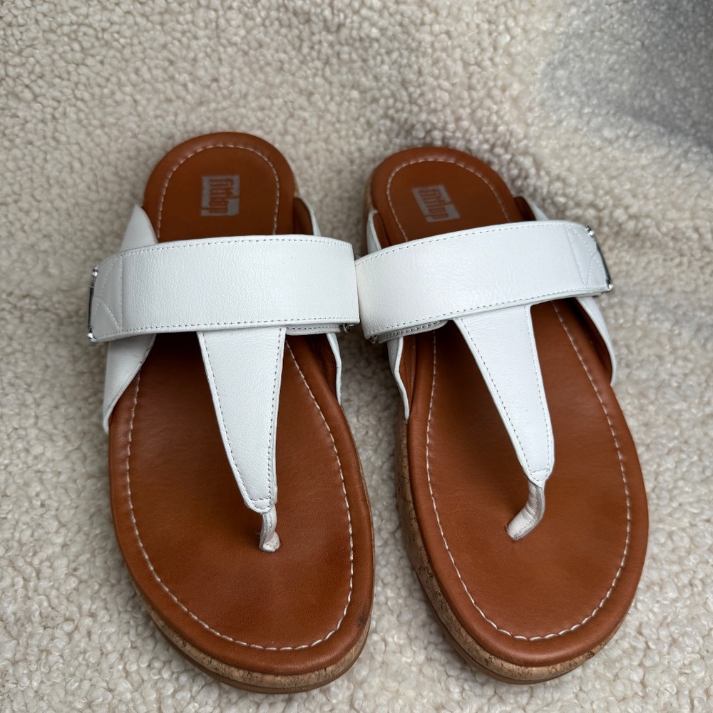 Fitflop Remi Adjustable Toe-Thongs Urban White Leather Size US 08 - Picture 2 of 15